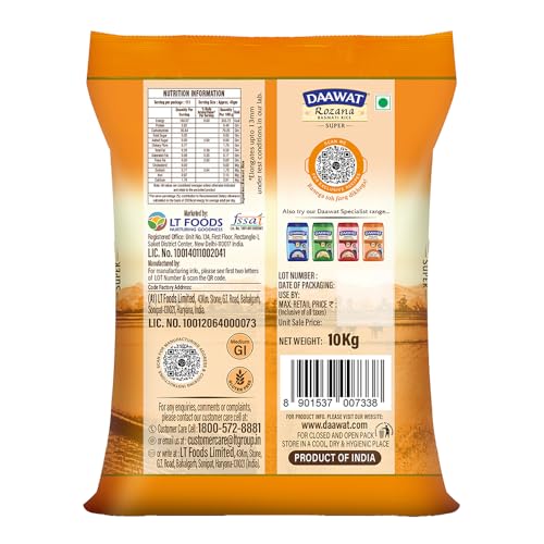 Image of Daawat Rozana Super, Naturally Aged, Rich Aroma,Perfect Fit for Everyday Consumption Basmati Rice, 10 Kg (Pack of 3)
