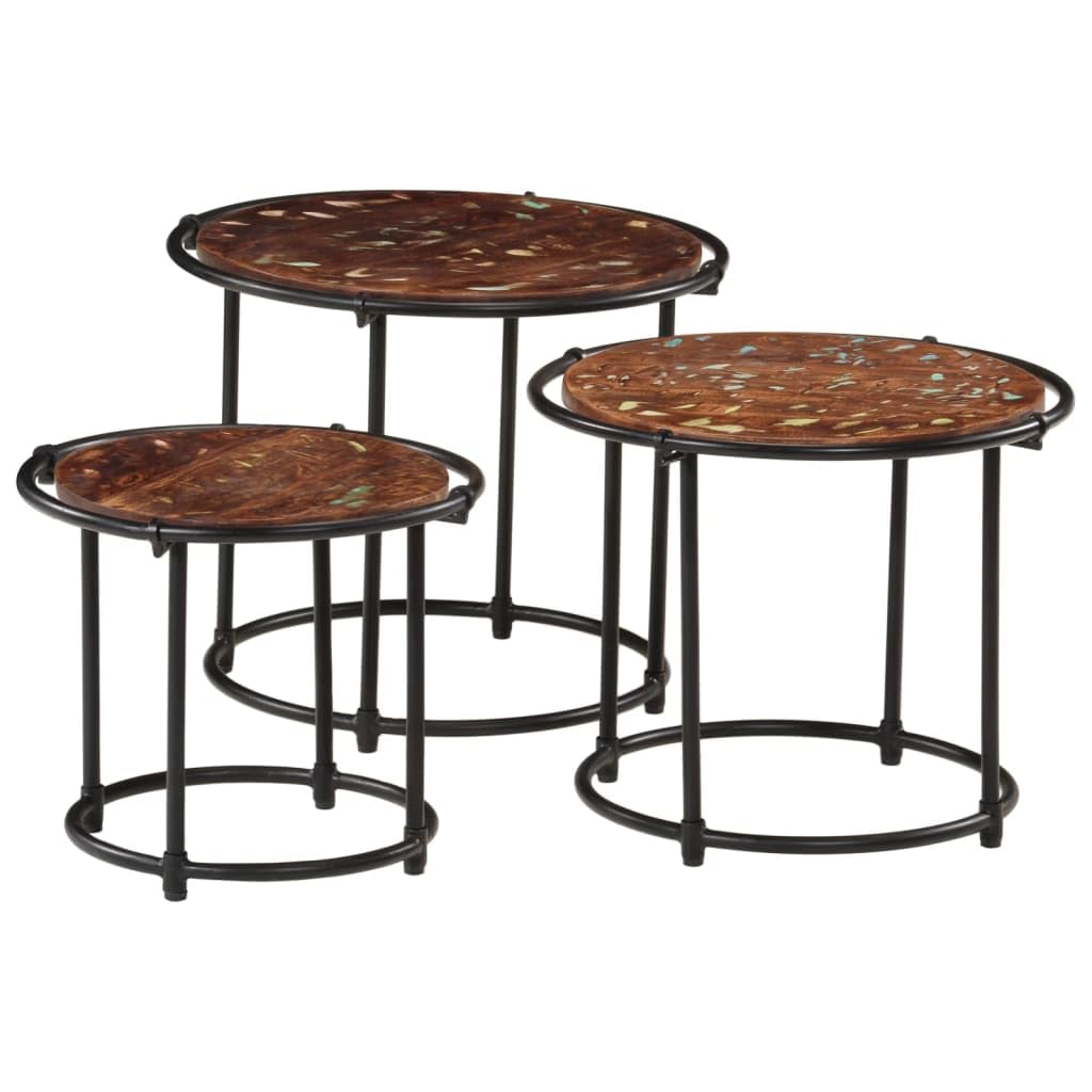 vidaXL Tables gigognes 3 pcs Bois Massif de récupération
