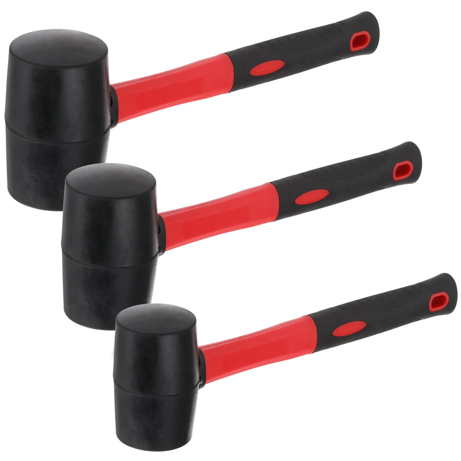 YIYITOOLS 2-Piece Rubber Mallet Hammer Set, 16oz & 24oz Black Rubber