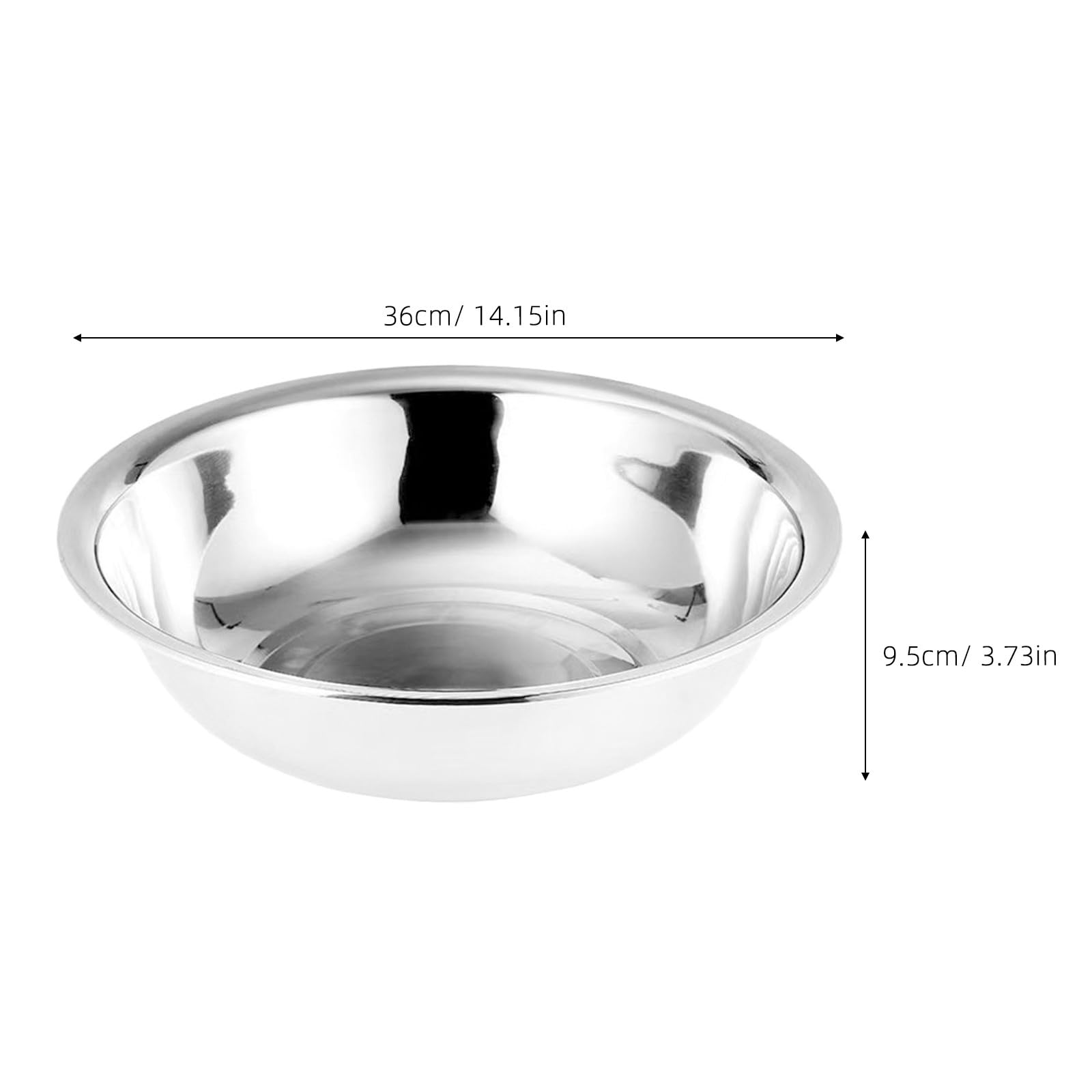 Uonlytech Ciotola in Acciaio Inox Grande per Lavare Verdure e Mescolare Impasti Vasca Spessa 36 CM per Uso Domestico Cucina