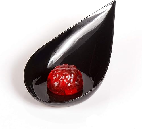 LORESO - Cuchara de aperitivo con forma de lágrima para servir postres, tartas y platos de aperitivos 40 cucharas desechables de plástico negro,