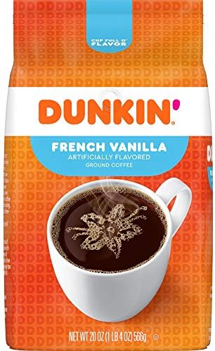 Dunkin' French Vanilla Flavored Ground Coffee, 20 Ounces (Pack of 6)