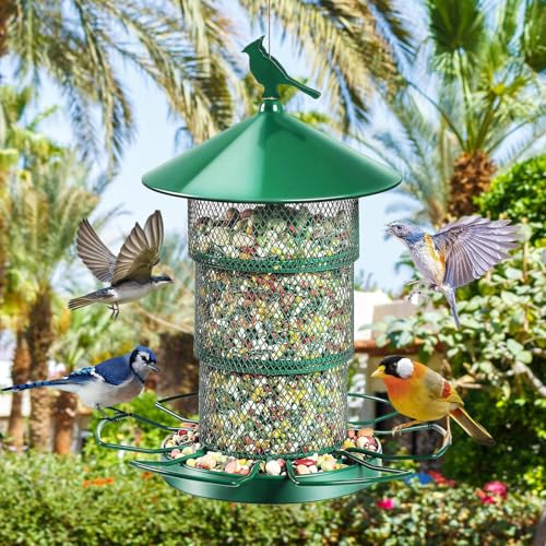 Grande mangeoire oiseaux métallique haut de gamme à structure 3 niveaux durable et robuste