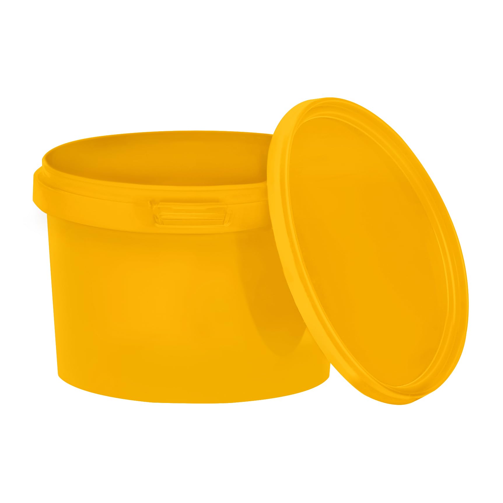 Benbow Yellow Bucket With Lid, 10 X 0.5 Litres, Food-Safe, Stable, Airtight, Leak-Proof, Odourless, Plastic Storage Container With Handle, Empty