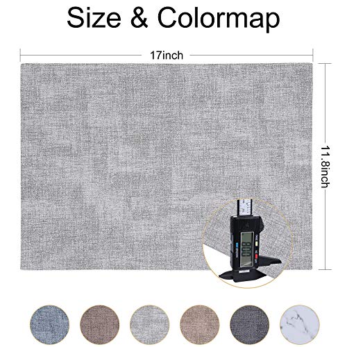 Homaxy Faux Leather Heat Resistant Placemats For Dining Table Set Of 6, Waterproof Wipeable Washable Pu Table Mats, Easy To Clean Anti-Slip Place Mats, 11.8" X 17", Light Grey #TOP4