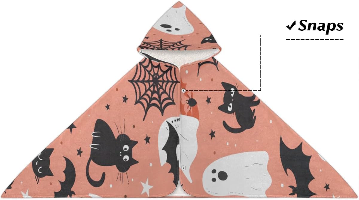 Pardick Kids Bath Towel Halloween Beach Towel with Hood Pool Cover Up for Girls Boys Soft Absorbent Hooded Bath Towel Toddler Towels for Beach, Pool