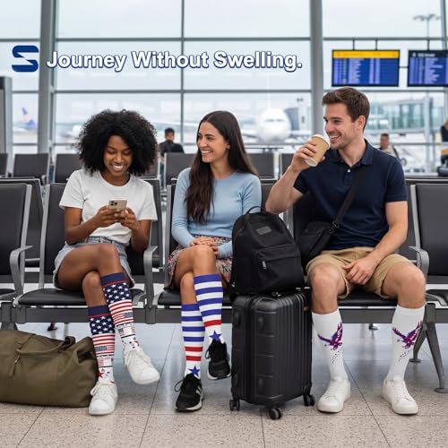 Image of Sooverki Compression Socks for Women and Men Circulation (3 /4 Pairs) is Best Support for Running Athletic Cycling Hiking