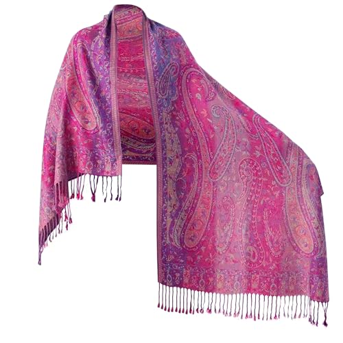 Women Paisley Pashmina Shawl Wrap Colorful Pattern Reversible Winter Scarf