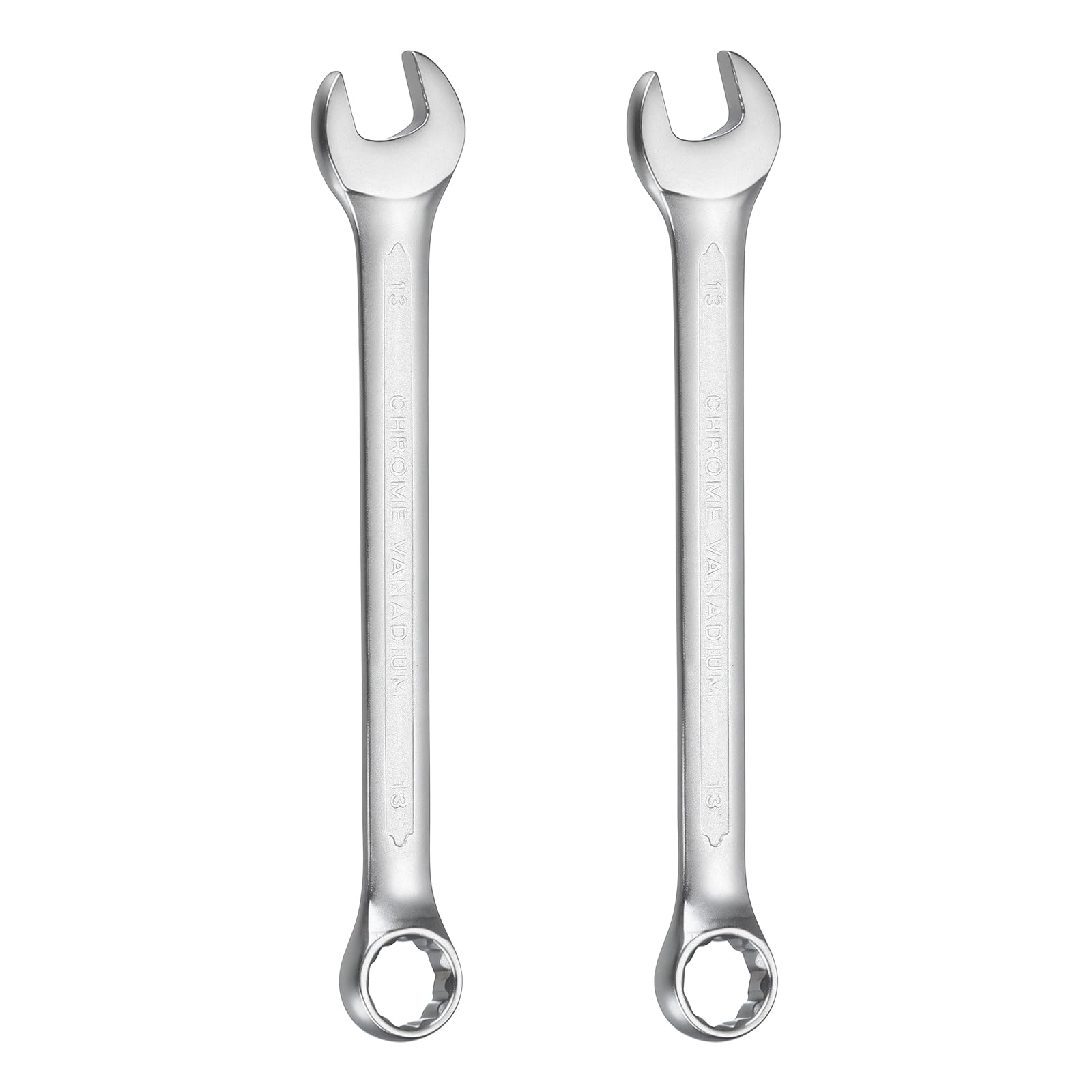sourcing map 2Pcs Metric Combination Wrench 13mm Open End & 15-Degree Offset 12-Point Box End Chrome Vanadium Steel Industrial Grade Double Ended Wrenches Spanners Tools