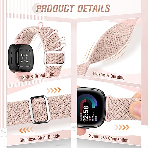 SHIJZWD Elastic Braided Strap For Fitbit Versa 4/Versa 3/Sense 2/Sense - Image 3