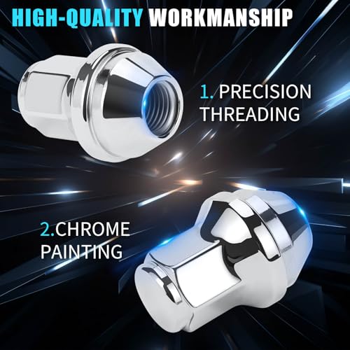 Image of F150 Lug Nuts 24Pcs M14x1.5 Lug Nuts for Ford F150 / Expedition 2015-2024, 13 /16 inch 21mm One-Piece Design, Chrome