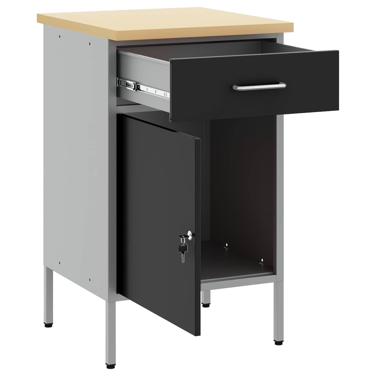 Genérico Banco de Trabajo con cajón Negro y Gris 50 x 55 x 85 cm,Bricolaje,Accesorios de Bricolaje,Organización y Almacenamiento de Herramientas,Mesas de Trabajo,Negro,4103462
