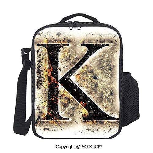 UHOO Smoked Letter K Alphabet in Blaze with Grunge Design Ignited Writing Symbol