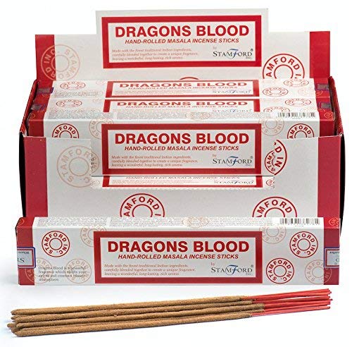STAMFORD INC 37278 Dragons Blood Masala Incense, 15 Sticks x 12 Packs, Black, One Size