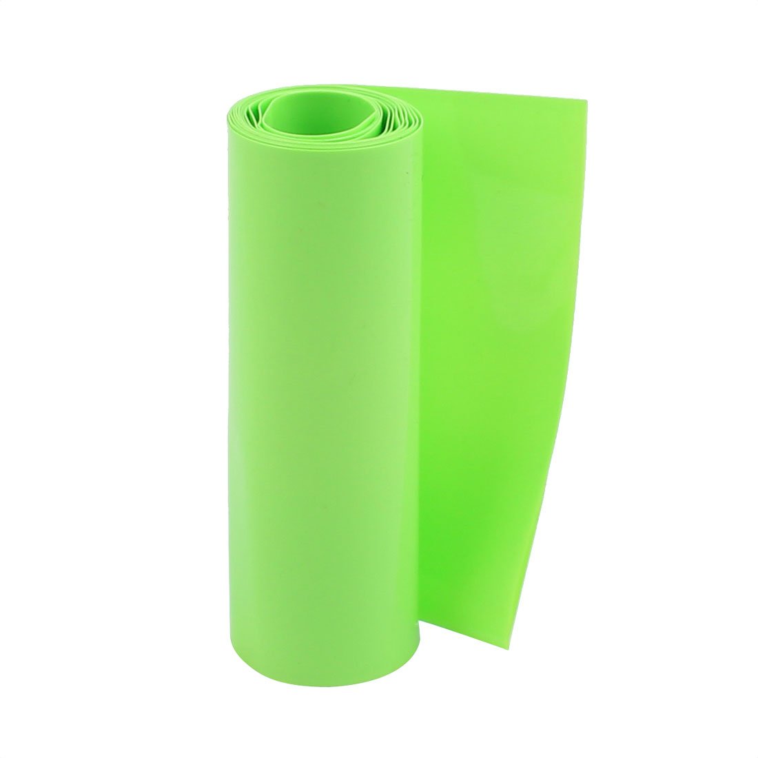 uxcell 90mm Flat Width 2.5M Length PVC Heat Shrink Tube Green for 18650 Battery Pack