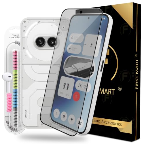 Image of FIRST MART Matte Anti-Glare Tempered Glass for Nothing Phone 2A and Nothing 2A Plus With Installation Kit | Military-Grade Gaming Screen Protector & Cable Guard | Edge to Edge Coverage | Black