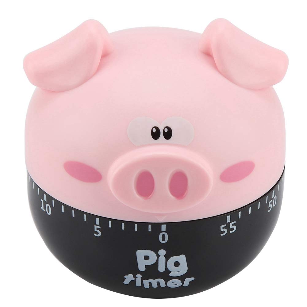 Wifehelper Pink Cute Cartoon Pig Kitchen Timer Mechanical Timers Counters For Cooking Timing Tool, Kitchen Timer Mini Timer 55 Mins Countdown(Pink)