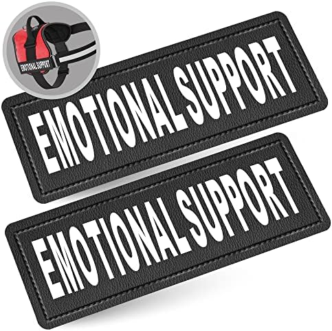 Industrial Puppy Emotional Support Dog Patch Tag with Hook Back - Reflective Lettering on ESA Patch for Vest, Harness, or Collar - Set of Two Emotional Support Dog Patches for ESA Vest