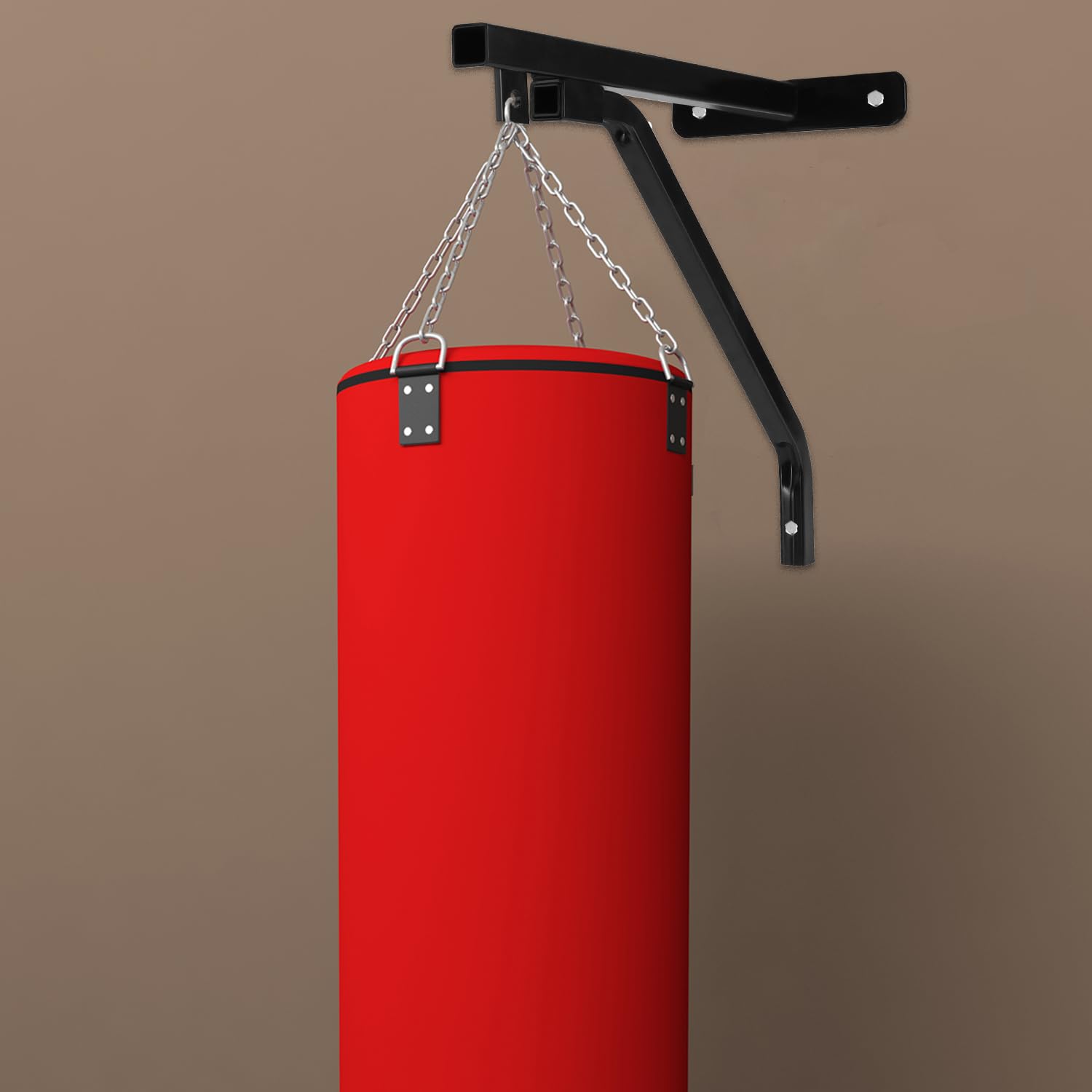 QWORK® Soporte de Pared para Saco de Boxeo - Carga máxima 80 kg - Revestimiento Negro Antioxidante - con Accesorios de Montaje