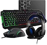 G-LAB Combo Argon E - 4-in-1 Gaming Bundle - Backlit QWERTY Gamer Keyboard, 3200 DPI Gamer Mouse, Gaming Headset, Non-Slip Mouse Pad - PC PS4 Xbox One Gamer Pack
