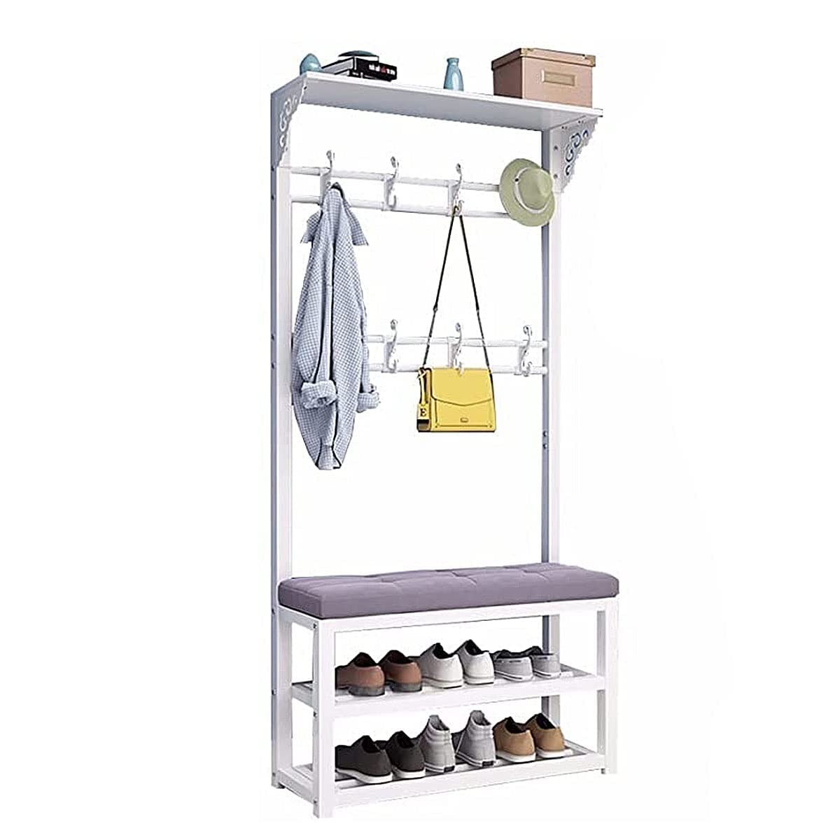 Heavy Clothes Rails Inrial Coat Rack Shoes Bench Clothing Rack Standing Metal Sturdy Clothing Rack for Indoor Bedroom