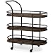 Baxton Studio Swanson Mobile Wine Bar Cart - Rustic Industrial Style With Wood Shelves & Casters