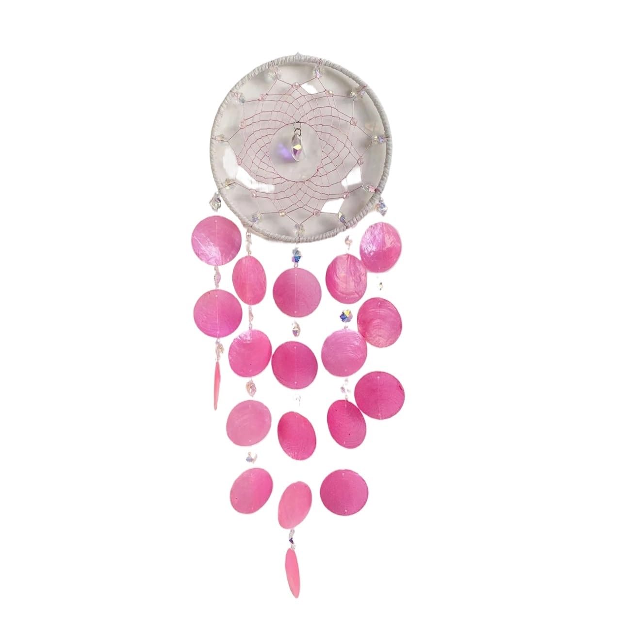 Ppqiru Pink 2Pcs Wind Shell Chime Crystal Stone Handicrafts Room Bedroom Decoration Pendant For Decoration(Pink)