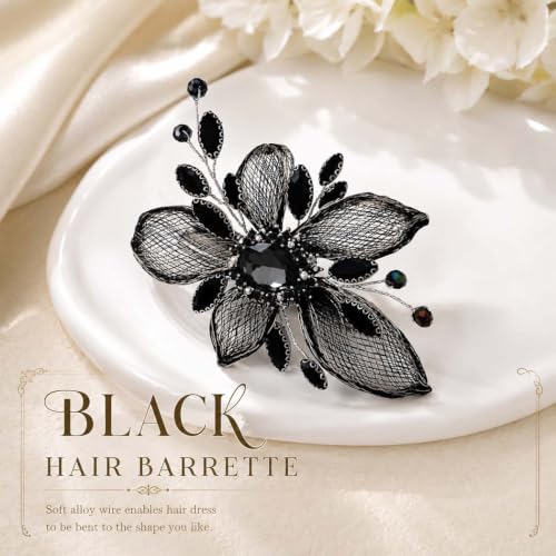 Accesorio de cabello negro CASDRE con cristales para boda miniatura 5