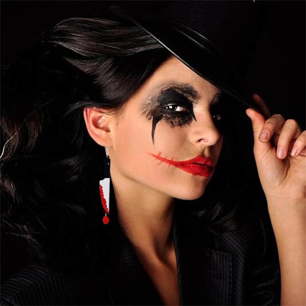 Punk Halloween Earrings for Women Spooky Skull Skeleton Dangle Earrings Bloody Knife Drop Earrings for Halloween Accessories - Image 5