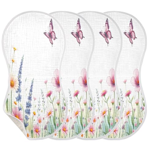 Beautiful Flowers Burp Cloths Cotton Baby Washcloths,Large 22x11in Burping Cloth Absorbent and Soft for Newborn Baby Boys and Girls,2 Pack3