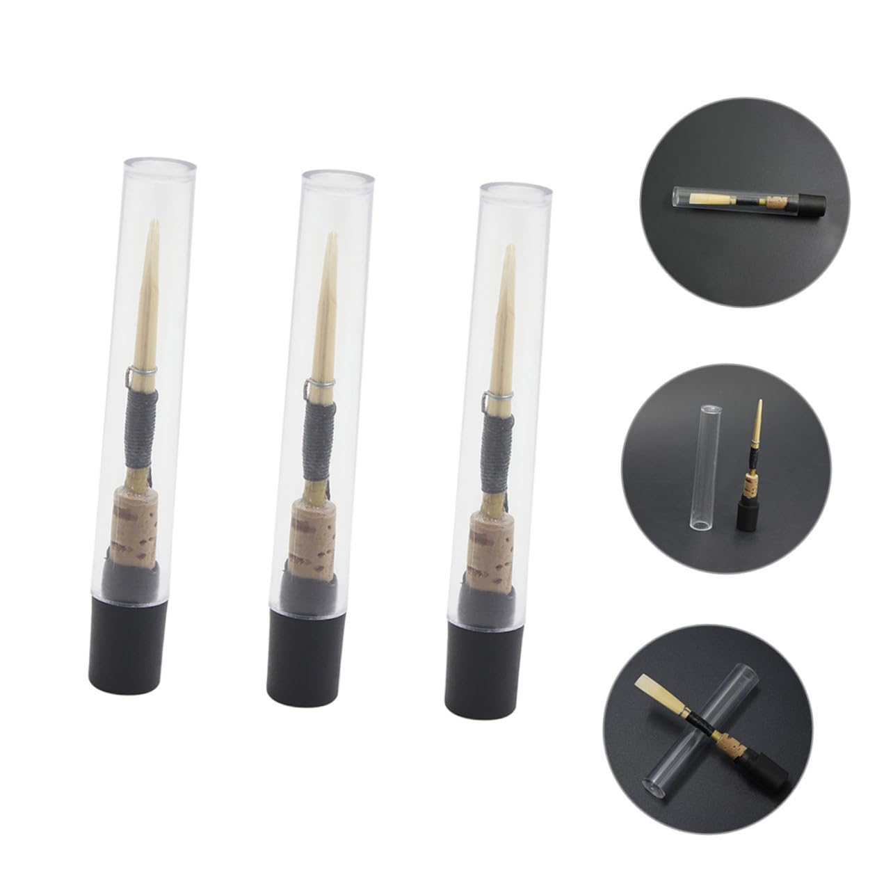 3 Cañas de Oboe Negras de Caña Natural Accesorio de Instrumento de Viento para Interpretación y Práctica para Oboe Pequeñas Pack para Músicos