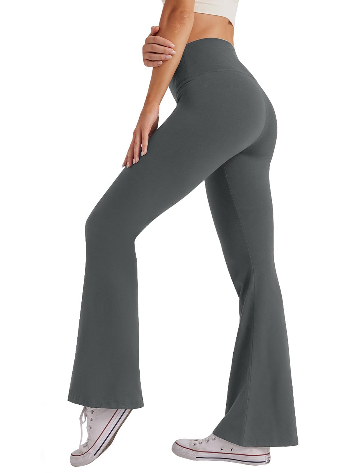 Glacspyg Pantalones de Yoga Pantalones de Campana de Cintura Alta para Mujeres Entrenamiento Abdominal Pantalones de Carrera Casuales Elásticos