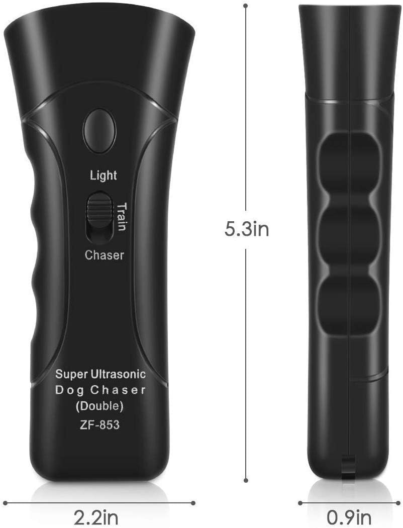 Ketsicart® Dog Repeller, Anti Dog Barking Device, Anti Barking Ultrasonic tranier, Sonic Dog Repeller Device, LED Dog Repeller Trainer with Flash Light (Black) 1