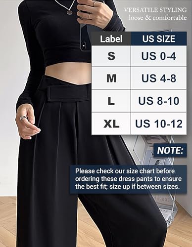 Women's High Waist Wide Leg Dress Pants, Adjustable Waist, Cooling Touch Work to Travel Trousers, Business Casual Office4