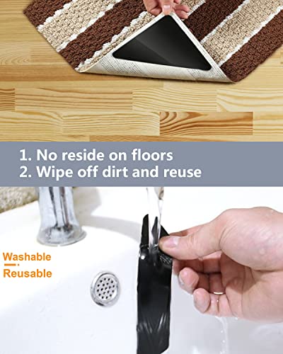 Rug Gripper Tape For Hardwood Floors: 14 Pcs Non Slip Rug Pads Double Sided Carpet Tape Rug Corner Grippers For Area Rugs Washable Reusable Runner Rug Sticky Pad No Curl For Tile Wood Floors Floor Mat #TOP4