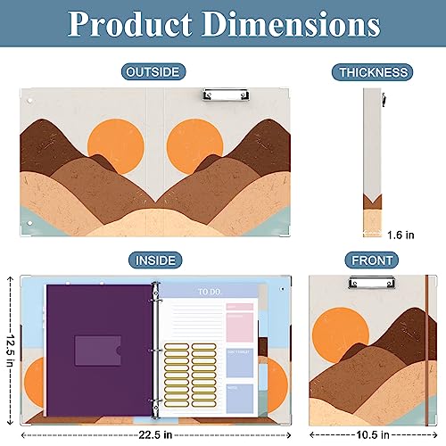 Image of 3 Ring Binder, 1 Inches Round Ring Binder with Clipboard, Dividers Tabs, PVC Zipper Bag Sleeves & to Do List Planners for Women, Men, School, Office Supplies, Mountain