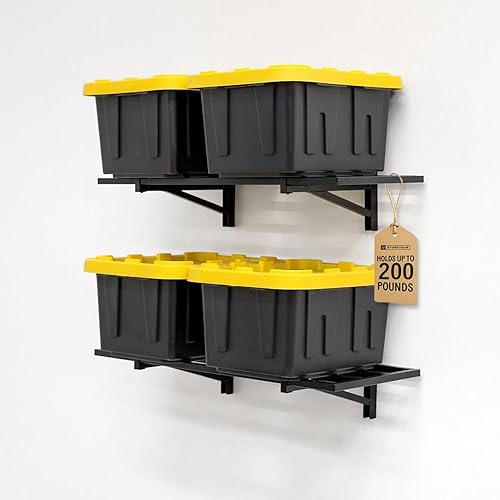 Miniatura 8 de StoreYourBoard Paquete de 2 estantes de pared de garaje resistentes, estante de almacenamiento de pared de 1 x 4 pies con ganchos, soporta 200