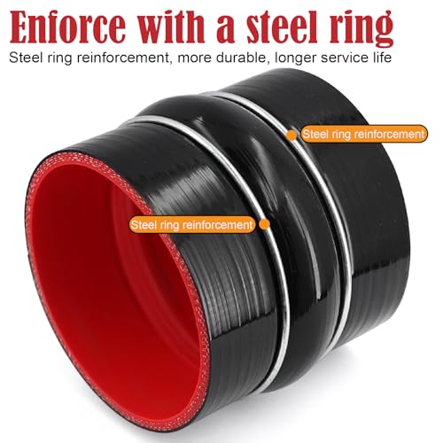 Image of Straight Coupler Silicone Hose ID 3-3 /4 inch 4 Ply Polyester Reinforcement as Turbocharger Tube Air Intake Pipe with 2 Stainless Steel T Clamps