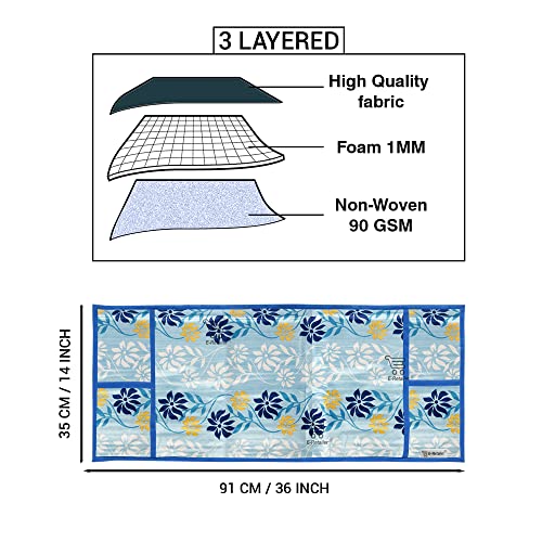 Image of Polyester 3-Layered Microwave Oven Top Cover With 4 Utility Pockets Suitable for Upto 30 Liter (Color- Blue, Size-36x14 Inches)