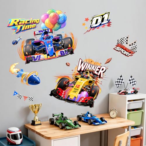 2 Vinilos Decorativos de Autos de Carrera para Niños miniatura 3