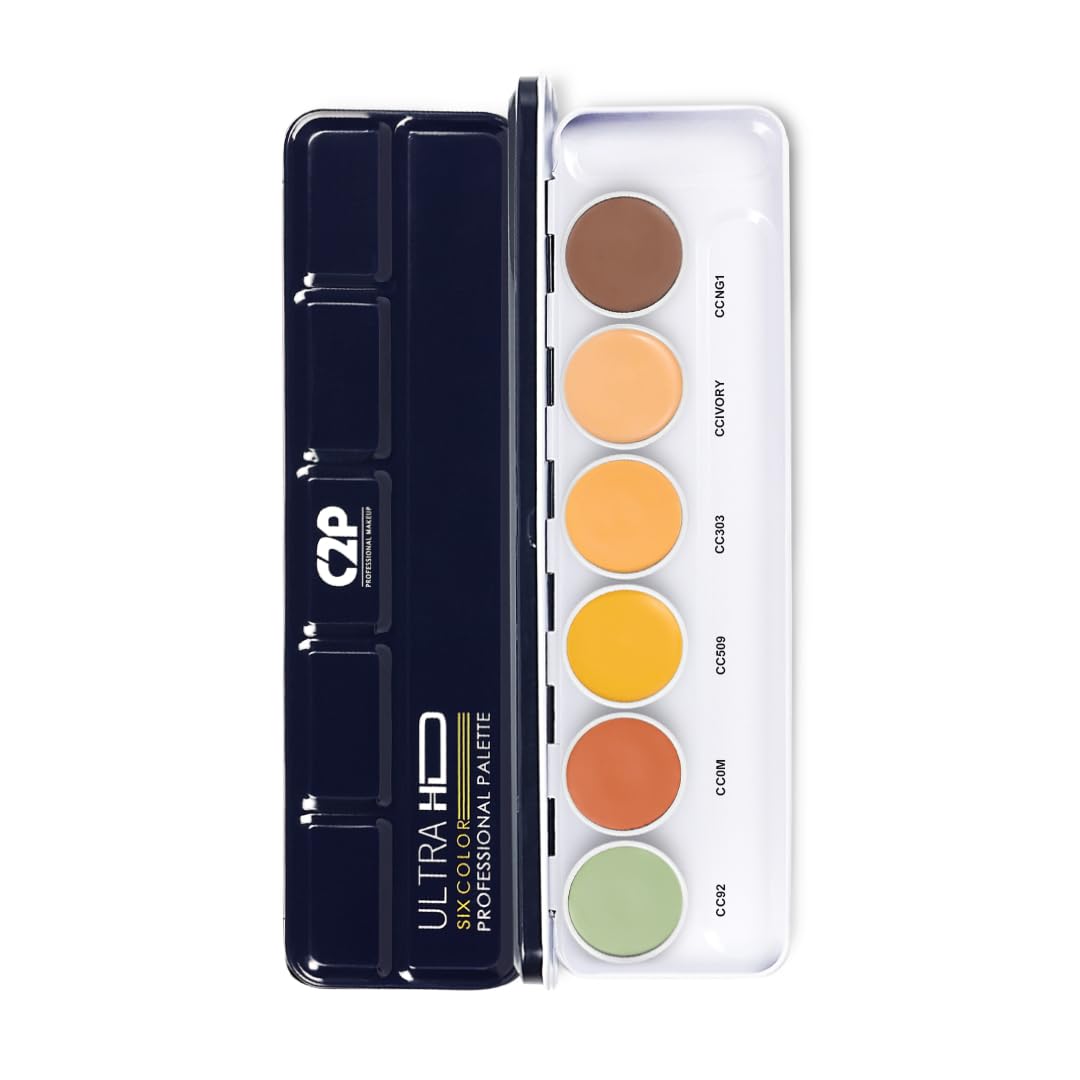 C2P Pro Supraemeshield 6-in-1 Color Corrector Palette | Cream-Based Concealer, Foundation & Contour | Neutralizes Redness, Dark Circles & Blemishes | Buildable Coverage, Ideal for Dry Skin | 21g