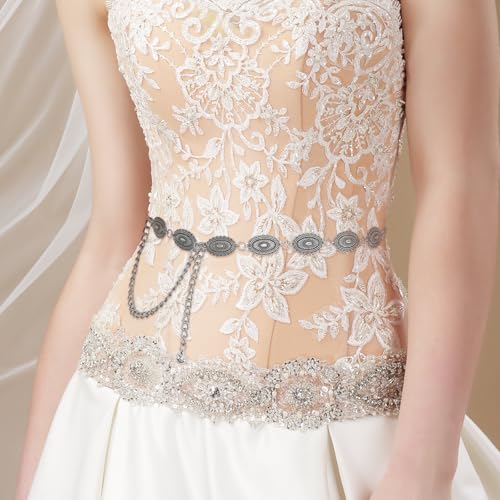 CSIYANJRY99 Western Chain Belt for Women Vintage Gold Silver Concho Link Chain Belts Cowboy Cowgirl Belt for Jeans Dresses4