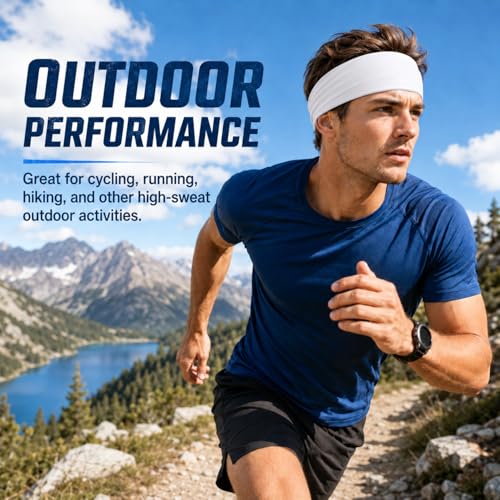 Image of 9 pcs Sweatbands for Men Workout Sport Headbands for Men Camo Headband Sweat Absorbing Headband Wide Sweatband for Head Basketball Football Cycling Running Yoga, 4.7 x 9.8 Inch