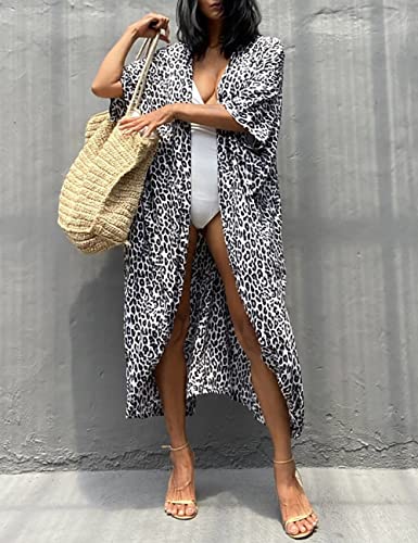 Image of Bsubseach Stylish Tie Dye Open Front Long Kimono Swimsuit Coverup for Women