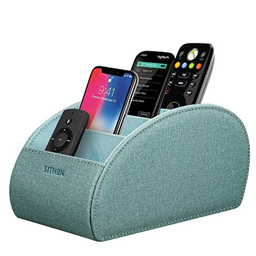 SITHON Remote Control Holder with 5 Compartments  [Upgrade Version] Remote Caddy Desktop Organizer Store TV, DVD, Blu-Ray, Media Player, Smart Phones, Heater Controllers, Turquoise Large