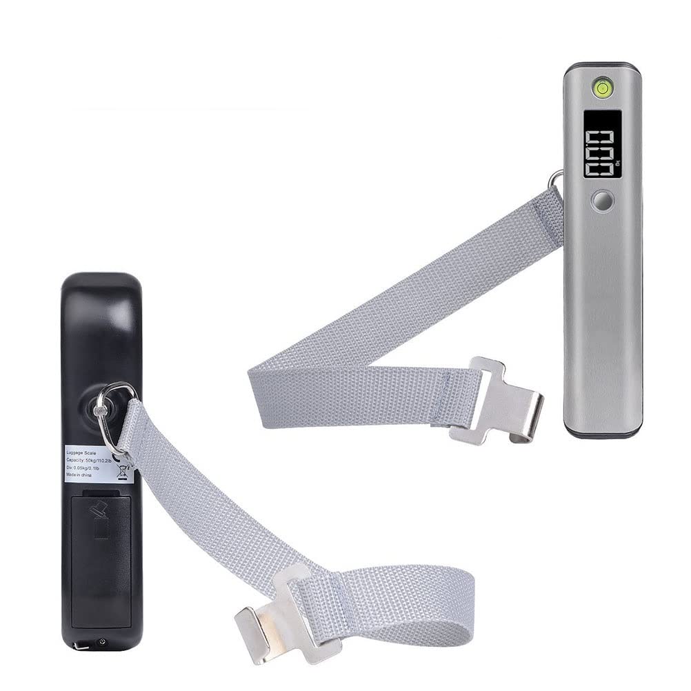 Balanza digital para pesca con regla Balanza digital Balanza electrónica Balanza de bolsillo para equipaje Balanza colgante para maleta Balanza de viaje Herramienta para pesar equipaje (Plata 50