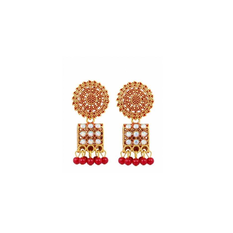 Multicolor Traditional Gold Plated Dangle Earrings for Women & Girls, Crystal Stone Ethnic Drop Earrings, Party, Wedding & Festive Fashion Jewelry.-picture-46