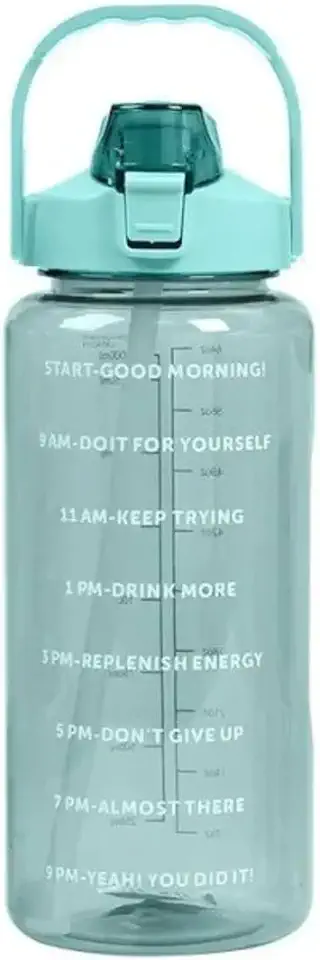 Garrafa de Água 2 Litros com Canudo para Esportes Academia Corrida Acampamento Escola Squeeze Casa Buritis (Verde)