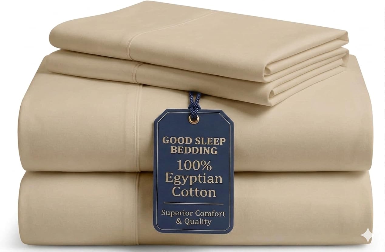 GoodSleep Company 1000 Thread Count Cotton Sheets: 100% Long Staple Egyptian BedSheets, Sateen Weave King: 4 Pc Sheet Set Taupe