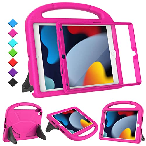 Image of Kids Case for iPad 9th /8th /7th Generation, iPad 10.2 Kids Case with Built-in Screen Protector, Durable Shockproof Handle Stand Protective Cover for iPad 10.2 Inch 2021 /2020 /2019, Pink